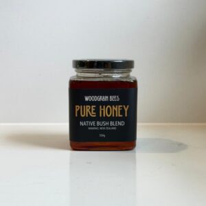 550g jar of Native Bush Blend honey by WoodGrain Bees